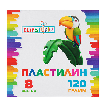 Пластилин 8цв. ClipStudio 120 грамм, в картонном выдвижном пенале