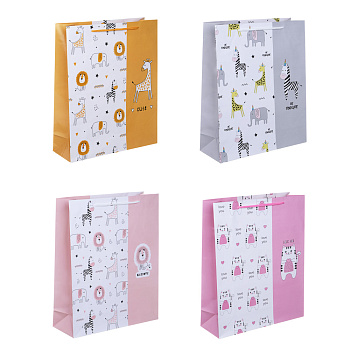 Пакет подарочный бумажный, L 26x32x9 см, 128 гр, 4 дизайна, Животные