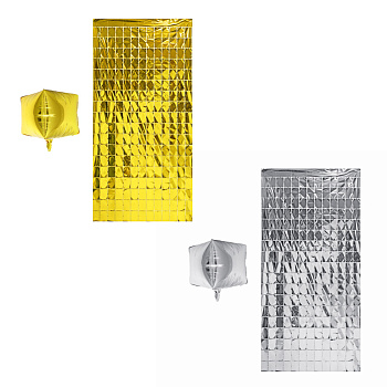 Набор для фотозоны тм Fntastic: занавес-фон 1x2 м, шарик, фольга, золото, серебро