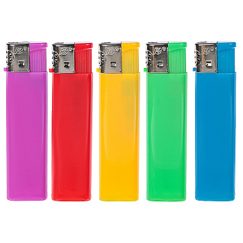 FLAMECLUB Зажигалка пьезо, 8x2x1cм, 5 цветов, серия Р-02, арт.17704