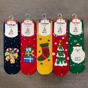 Носки новогодние тм TURKAN, р.36-41, разноцветные, #MY6915