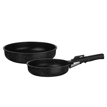 SATOSHI Анси Набор посуды 3пр, сковорода 20;24 см.+съем. ручка, антиприг. покрытие мрамор, индукция