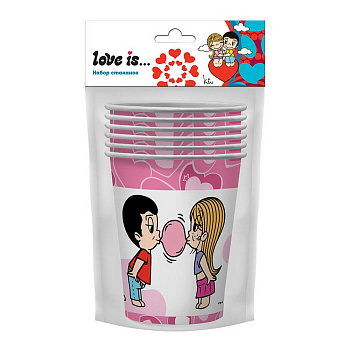 Love is…Набор бумажных стаканов, 6 шт*250 мл