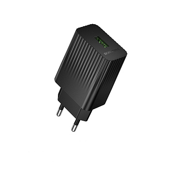 Сетевое зарядное устройство BOROFONE модель BAS72A, USB-A QC 18W, цвет: черный