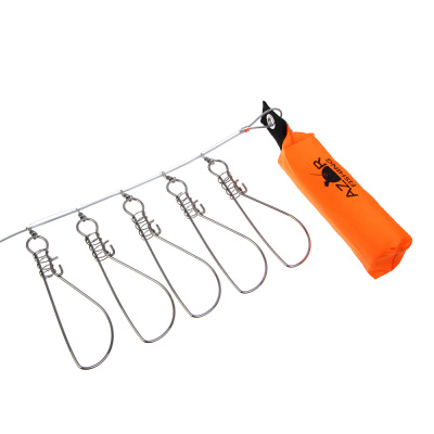 Кукан тм AZOR FISHING, 3,5м, 5 карабинов, поплавок, трос металл, ПВХ сумка