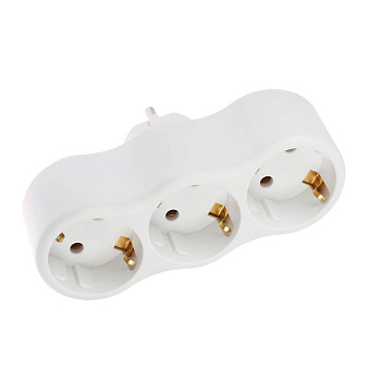 Разветвитель 3 гнезда Intro, евро, с заземлением, 16А, 250В, TR3e-W, белый