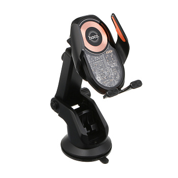 Держатель автомобильный для телефона hoco. модель HW34, беспроводная зарядка, черный
