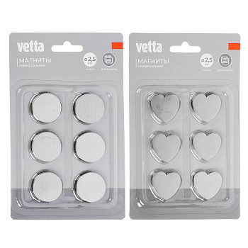 Магнитики на холодильник тм VETTA, 2,5см, нерж.сталь 430 + 3мм магнит, 2 дизайна