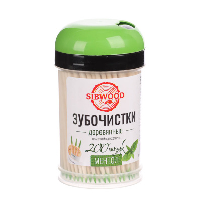 Зубочистки деревянные, с ментолом, 200 шт