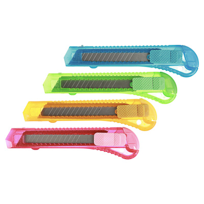 Нож канцелярский ClipStudio средний, лезвие до 18мм, 15,5x3см, ассорти 4 цвета, в пакете