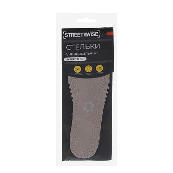 Стельки универсальные тм STREETWISE, натуральная кожа, натуральная пробка, р. 35-45
