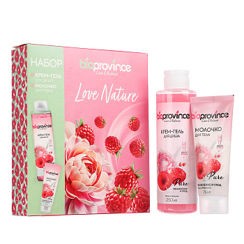 Подарочный набор BIOPROVINCE: крем-гель д/душа Пион и малина, 250мл+молочко для тела, 75мл