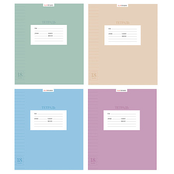 Тетрадь школьная 18л. ClipStudio в линейку, БЕЛЫЕ ЛИСТЫ, скрепка, обложка пластик