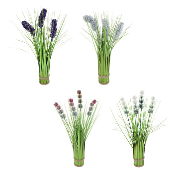 LADECOR Букет цветов полевых искусственных, 40 см, пластик, проволока, веревка, 4 вида