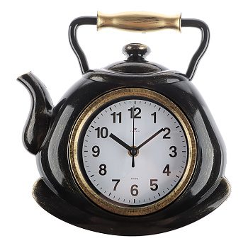 Часы настенные чайник 27х28,5 см, корпус черный с золотом "Классика", арт.3129-006
