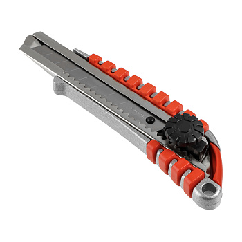 ЕРМАК Нож универсальный 18мм, метал.направ., Twist lock, метал.корпус+TPR, блистер