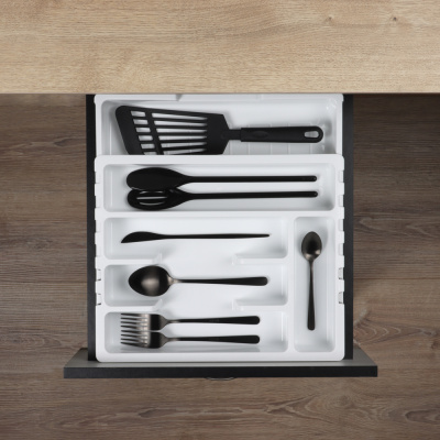 Лоток для столовых приборов Смарт, раздвижной, пластик, 360*300*52,6 мм, цвет белый