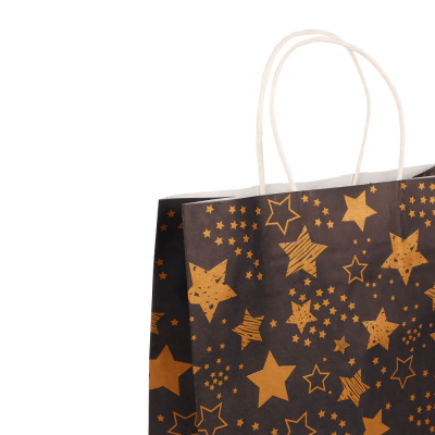 Пакет подарочный с кручеными ручками L 24x10,5x32 см, "Звездное сияние" внутри белый