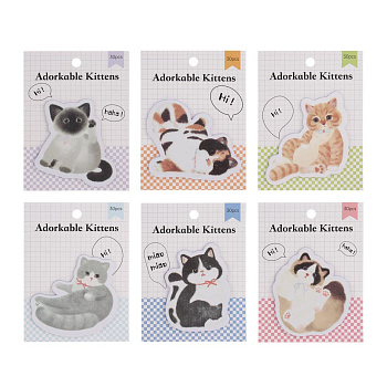 Блок с клеевым краем фигурный "Котики", 30л, бумага, уп. 10,5х14см, 6 дизайнов