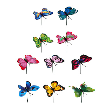 Фигурка на стержне "Бабочка" тм INBLOOM, набор 10шт, 8х25см, пластик, металл