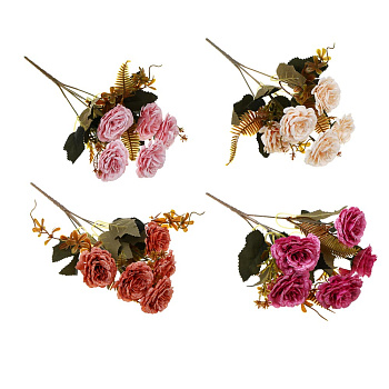 LADECOR Букет искусственных цветов, розы, 30 см, пластик, ткань, проволока, 4 цвета