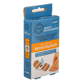 Лейкопластырь "Доктор Мозолькин" мозольный, на ткан.осн, 7х2см,6шт