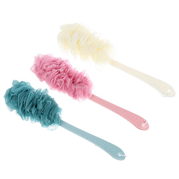 ЮL Мочалка банная с массажным эффектом с ручкой, полиэтилен, пластик, 41,5см, 3 цвета, МС24-05