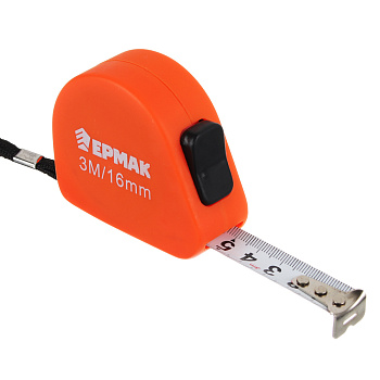 ЕРМАК Рулетка "СОФТ-ТАЧ", 3м х 16мм, одинарный зацеп, корпус PP