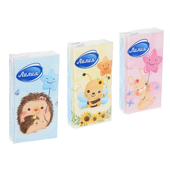 Платочки бумажные Лилия, 2 слоя, 10шт