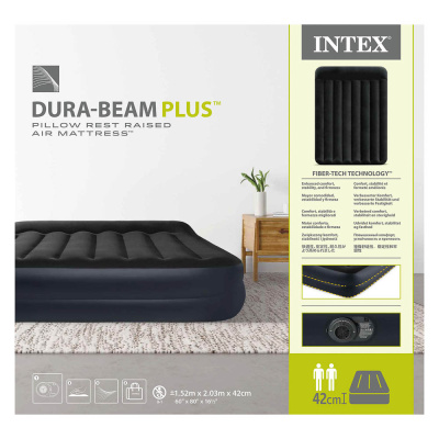 Матрас надувной тм Intex с подголовником, встр.насос 220В, 203х152х42см, до 272кг, 64124ND