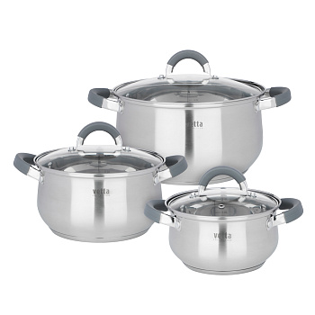 Набор кастрюль тм VETTA Вена 6 пр. (1,9л+3,6л+6,0л) со стекл. крышкой