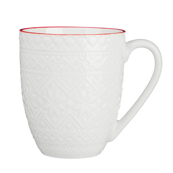MILLIMI Рельеф Кружка 380мл, белая, фарфор, подарочная упаковка