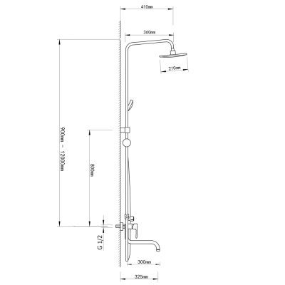 RAIN Душевая система со смесителем (кер. картридж 35мм, латунь), верхний душ 1 режим, ручной 3 реж