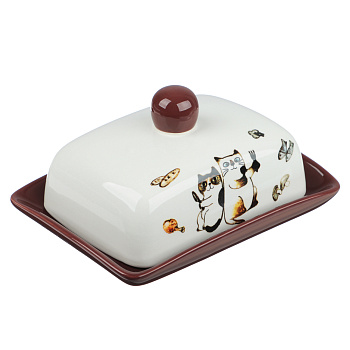 Масленка 17х12,5х8,3см, тм MILLIMI Котовасия, керамика