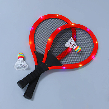 Набор для бадминтона, тм BY SPORT, 2 ракетки 55см с 9LED диодами, 1 волан c LED, 1 волан без LED