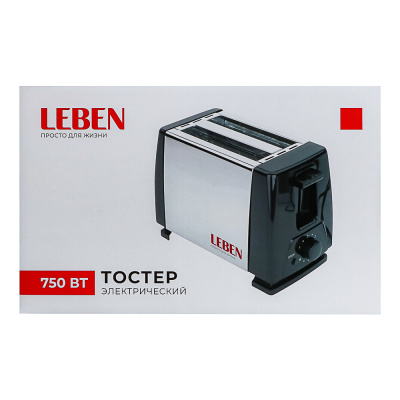 LEBEN Тостер 750Вт, 2 отдела, 6 степеней поджарки, арт.HJT-016S