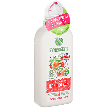 Гель-бальзам для мытья посуды SYNERGETIC Розовый грейпфрут и специи, 0,4л