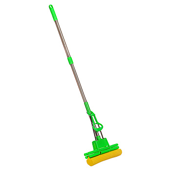 Швабра с отжимом и сменной насадкой ПВА тм VETTA, телеск.ручка 78-110см, нерж. сталь, 2 ряда роликов