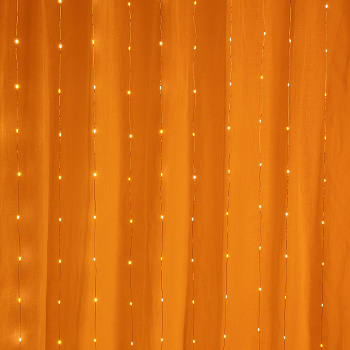 СНОУ БУМ Гирлянда эл. занавес нить росы 3х3м, 300 LED, 10 нитей, шампань, пост.свеч.,220В