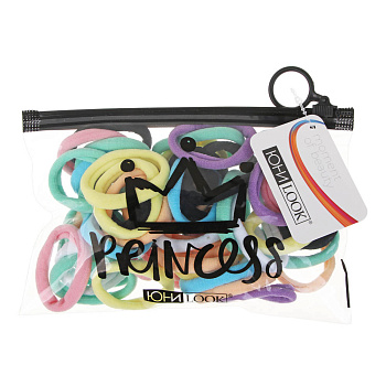 Резинки для волос ЮНИLOOK 50шт, d4см полиэстер, 8 цветов, ACS-85