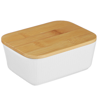 Масленка тм MILLIMI, 14х10х6,1см, фарфор, бамбук