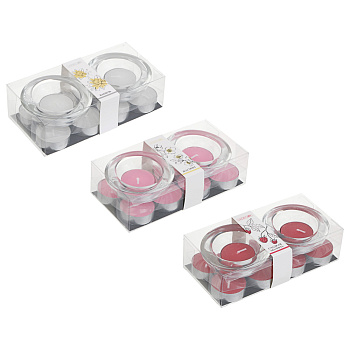 LADECOR Набор ароматических свечей с подсвечниками, (10+2), стекло, парафин, 4 аромата