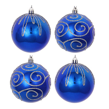 СНОУ БУМ Набор шаров 8 см, 4 шт, синий, 26-142