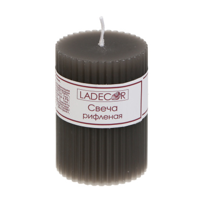 Свеча столбик тм LADECOR "Уютная осень" 5x7 см, рифленая, парафин, бобовый воск, 2 цвета
