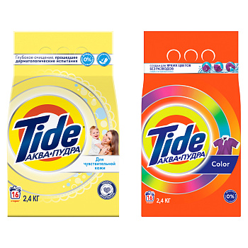 Стиральный порошок TIDE Автомат Color/для чувствительной кожи, п/э, 2,4кг