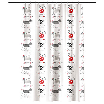 Шторка для ванной тм VETTA Веселые коты, ПЕВА 60г/м2, 180x200см