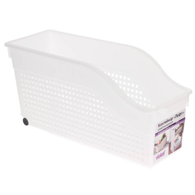 Контейнер Лофт хозяйственный на колесах узкий 355х130х170 мм белый, серый