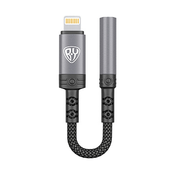 Переходник SoundCore iP-AUX (F) 3.5мм mini jack 4pin BY, 0,12 м, позолоченный, нейлон, черный