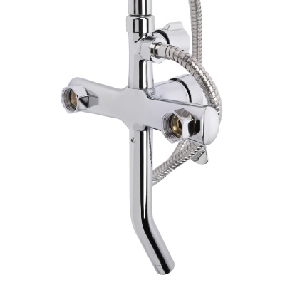 СоюзКран Душевая система со смесителем (кер. картридж 35мм, цинк), верхний душ 1 режим, ручной 3 реж