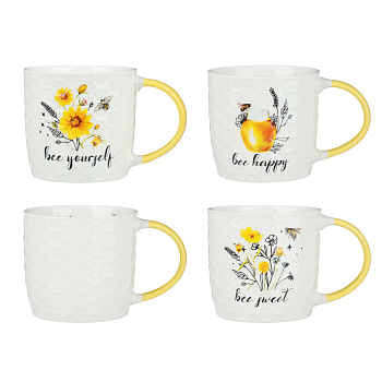 Кружка Пчелки тм MILLIMI 355мл, 4 дизайна , фарфор